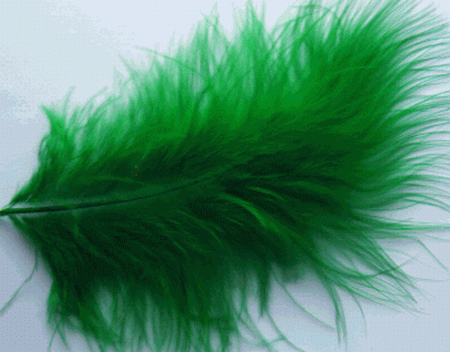 Green Large Turkey Marabou Feathers - 1/4 lb