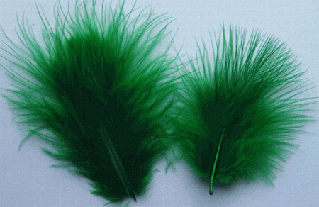 Bulk Green Marabou Turkey Feathers - 1-3 inch Mini Feather Size - 1/4 lb pkg