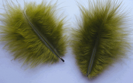 Olive Mini Turkey Marabou Craft Feathers - Mini Pkg
