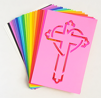 Cross & Heart Cut-Out Mini Card - Rainbow Pkg