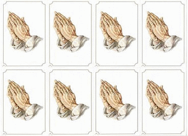 Praying Hands Pocket Cards - Sheet of 8