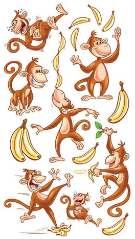 Banana Monkey Stickers - ONLY 2 LEFT