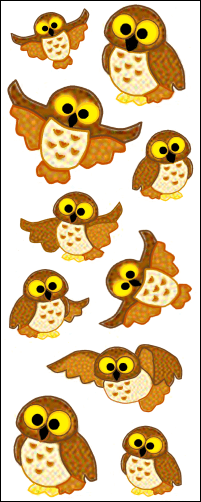 Puffy Owl Stickers - Cute