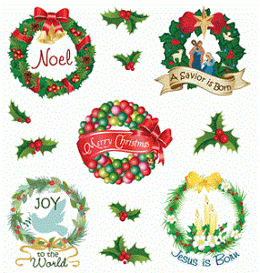 Christmas Wreath Stickers - Pine Scented