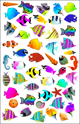 Rainbow Tropical Fish Stickers