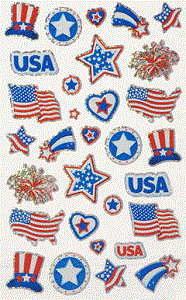 Glitter Trimmed American Flag Stickers
