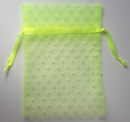 Polka Dot Tulle Favor Bag - Lime Large